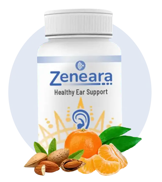 Zeneara Healthy Ear Support supplement bottle with natural ingredients